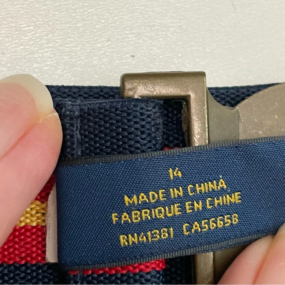 Polo Ralph Lauren Belt Stretchy Elastic Metal Buckle Blue Red Yellow Bronze